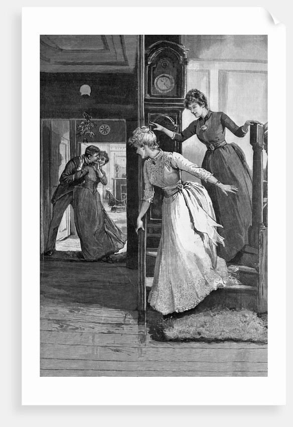 Couple Caught Kissing Under the Mistletoe by Frank E. Cox