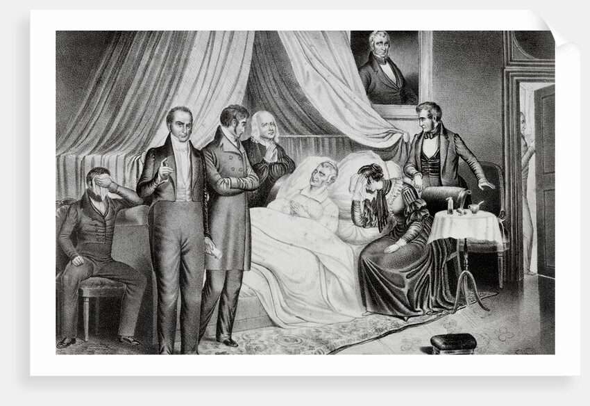 William H. Harrison on His Death Bed with Visitors by Anonymous