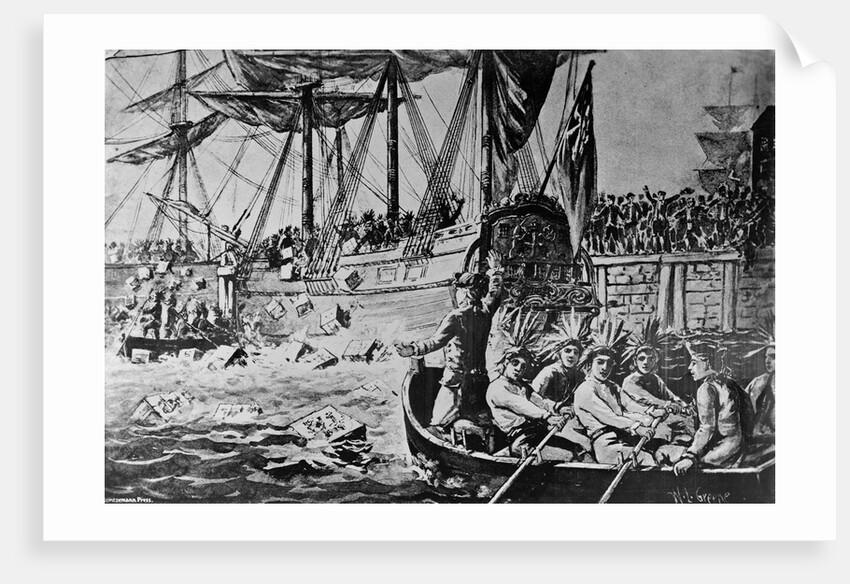 Drawing Depicting the Boston Tea Party by W.L. Greene