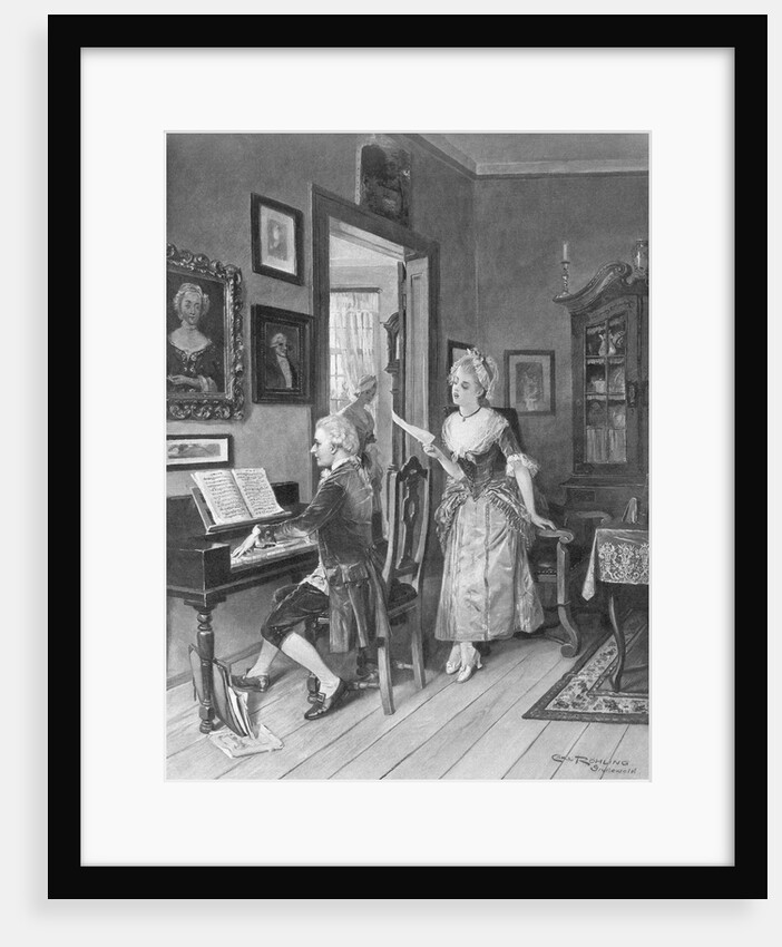 Mozart Playing Piano for Young Songstress by Anonymous
