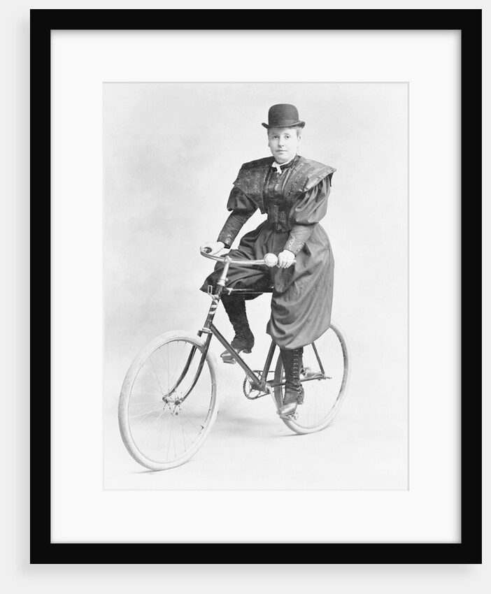 Suffragette Dressed in Man's Hat on Bicycle by Anonymous