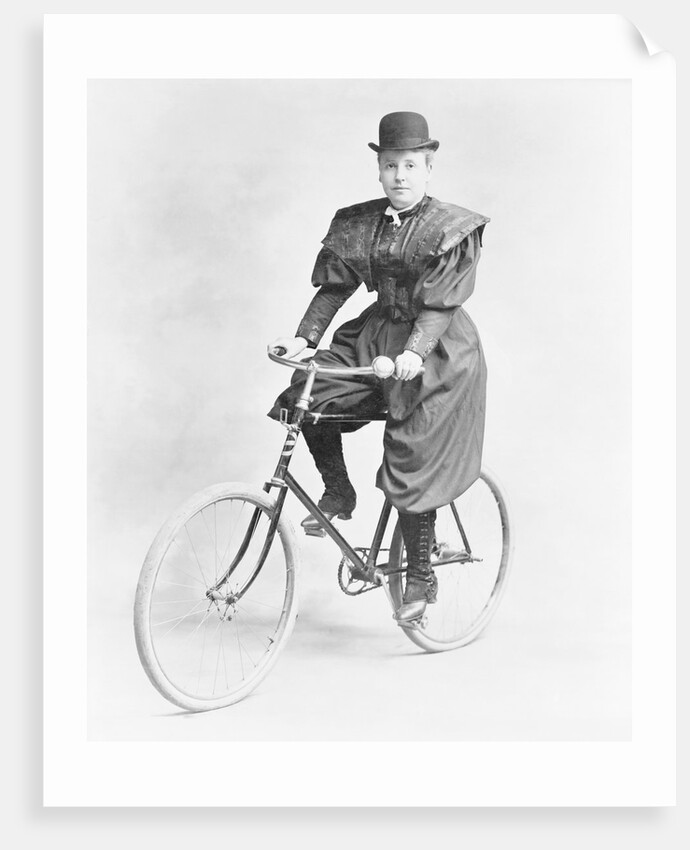 Suffragette Dressed in Man's Hat on Bicycle by Anonymous