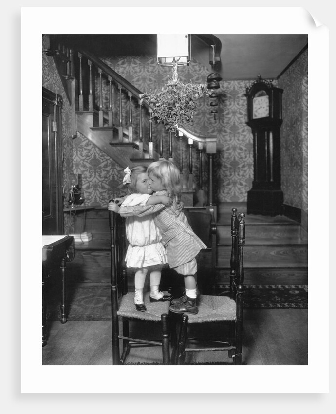 Little Children Kissing Under the Mistletoe by Anonymous