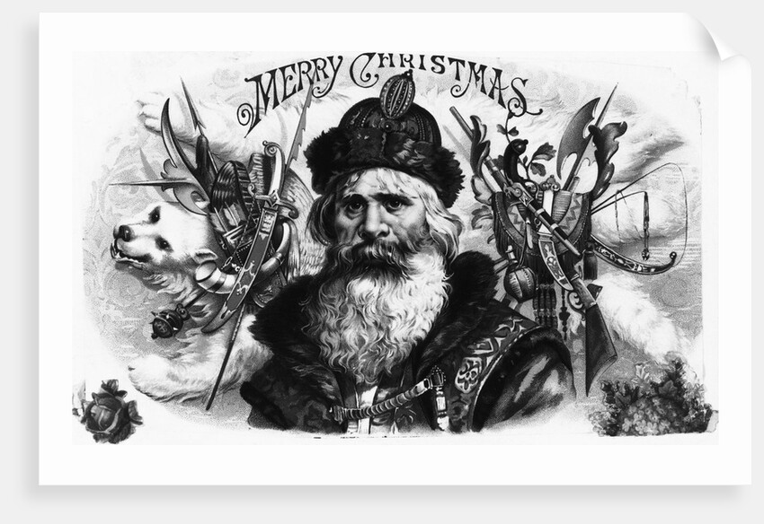 Lithograph of Santa Claus with Hunting Regalia by Anonymous