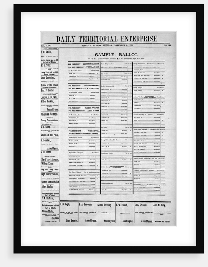 Display of Early American Newspaper with Election Ballot by Anonymous