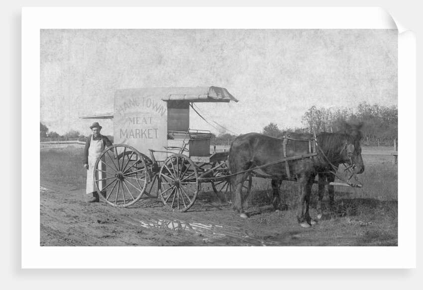Portrait of an Early Meat Deliverer with His Cart by Anonymous