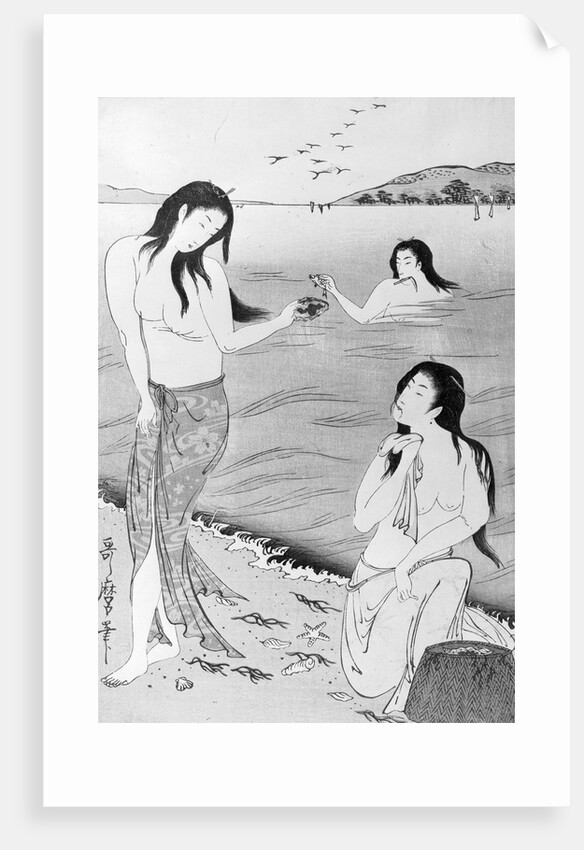 Woodblock Print of Japanese Female Pearl Divers by Anonymous