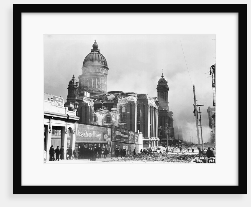 Ruined City Hall and Smoke by Anonymous