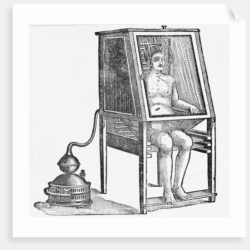 Drawing of Man Inside an Early Steam Bath by Anonymous