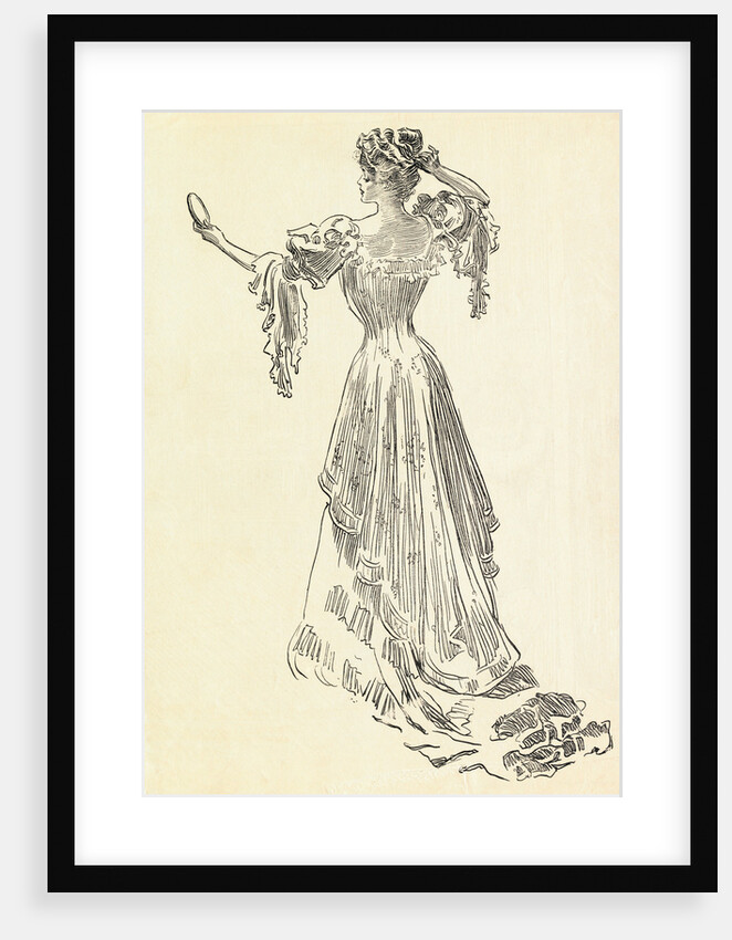 Illustration of Woman Wearing Gown with Corset by Anonymous