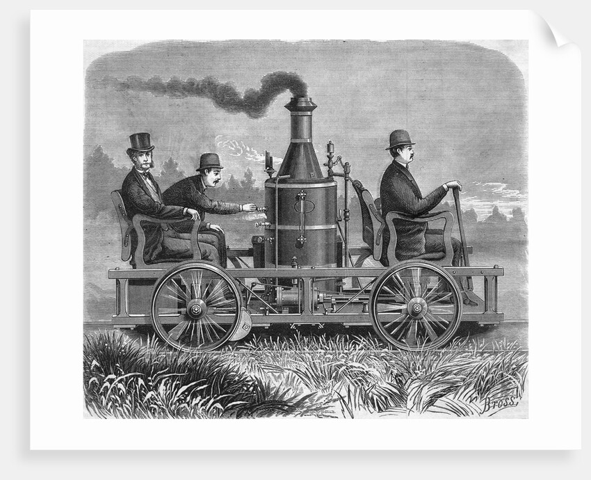Men Operating Steam Hand Car by Anonymous