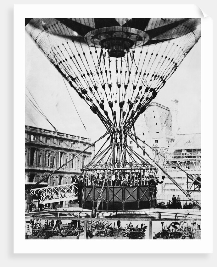 View of Passengers in Gondola of Large Air Balloon by Anonymous