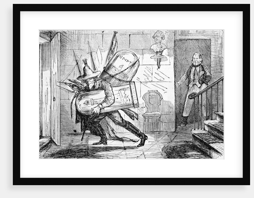 Political Cartoon of Jefferson Davis Carrying a Lighthouse and Fort Sumpter by Anonymous