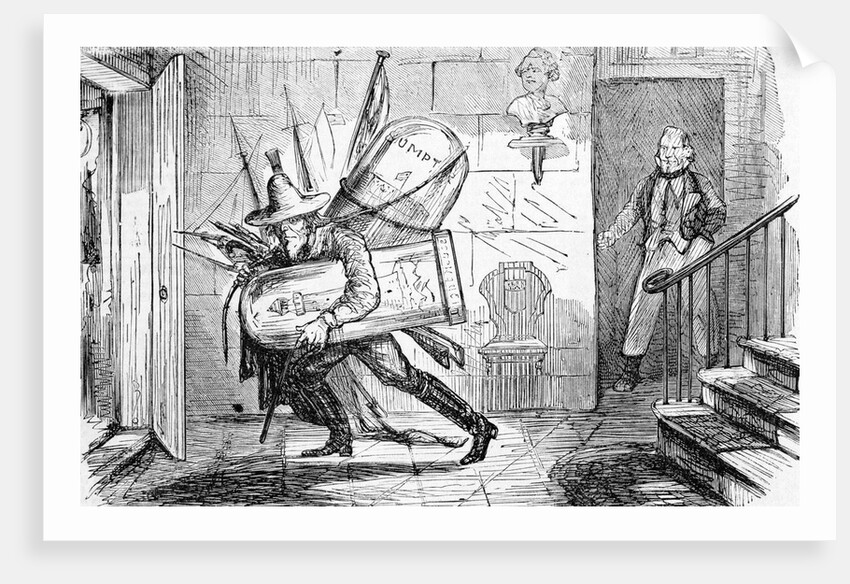 Political Cartoon of Jefferson Davis Carrying a Lighthouse and Fort Sumpter by Anonymous