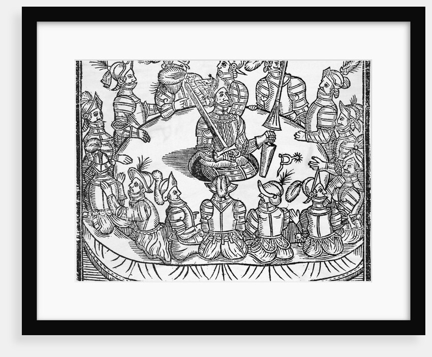 Woodcut of King Arthur and the Knights of the Round Table by Anonymous