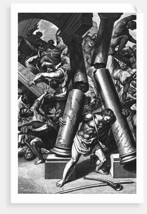 Illustration Depicting Samson Destroying Temple by Anonymous
