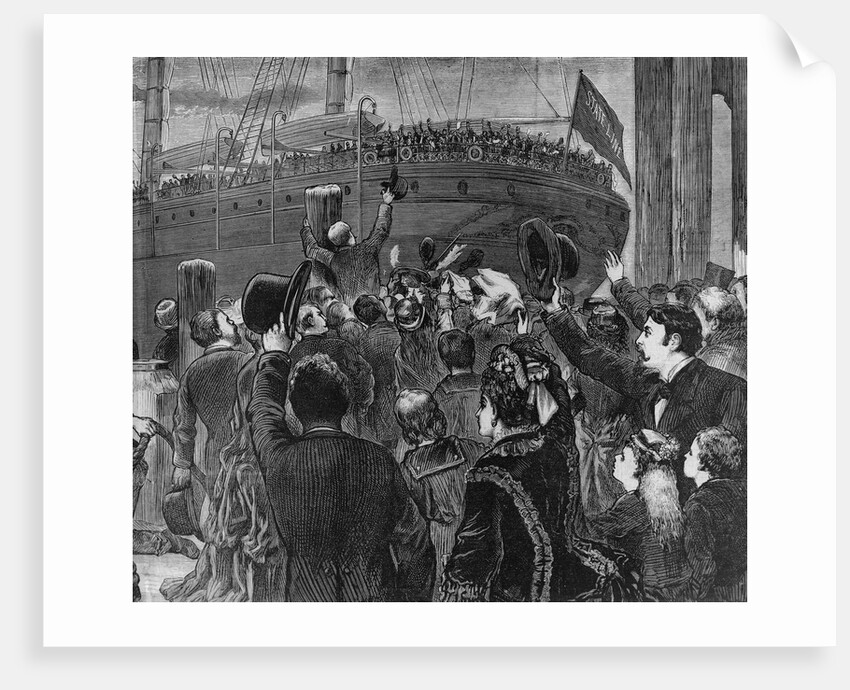 Ship Leaving Docks as Crowds Wave Goodbye by Anonymous