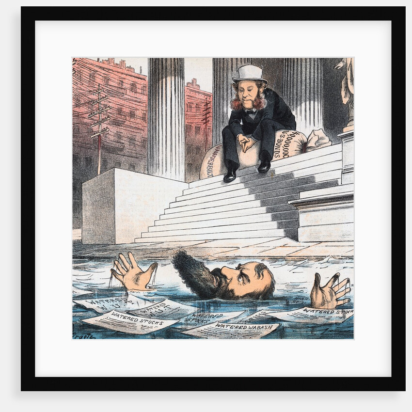 Cartoon of Jay Gould Drowning by Anonymous