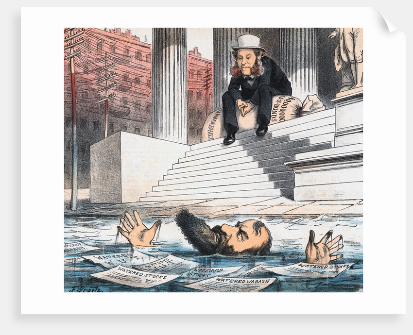 Cartoon of Jay Gould Drowning by Anonymous