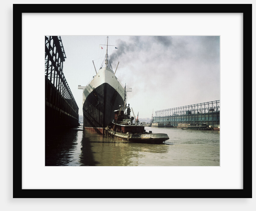 Queen Mary Leaving New York City Pier by Anonymous