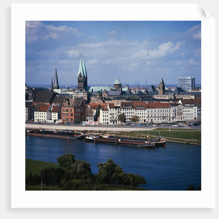 Weser River and Bremen in Germany by Corbis