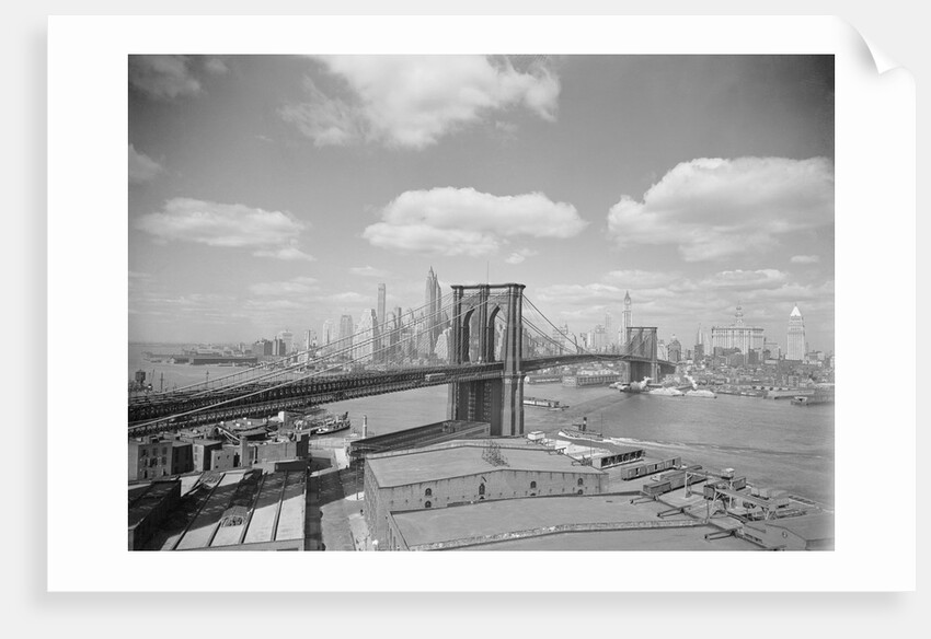 Brooklyn Bridge and City Skyline by Anonymous