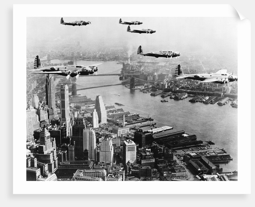 Bombers Flying in Formation over the Hudson River by Anonymous