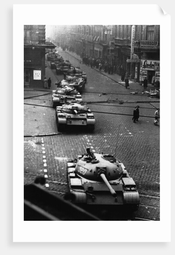 Russian Tanks on Budapest Street in 1956 by Anonymous