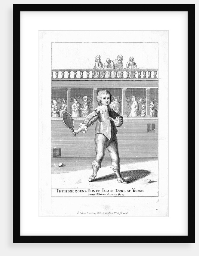 Engraving of James Duke of York Playing Tennis, ca. 1640 by Anonymous
