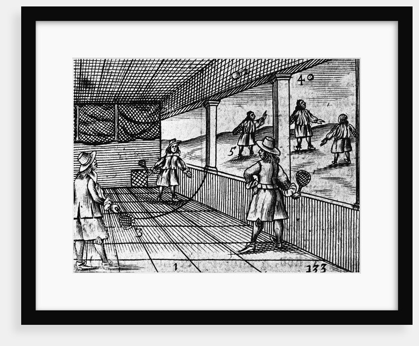 Illustration of Indoor Tennis from Orbis Sensualium Pictus by Anonymous