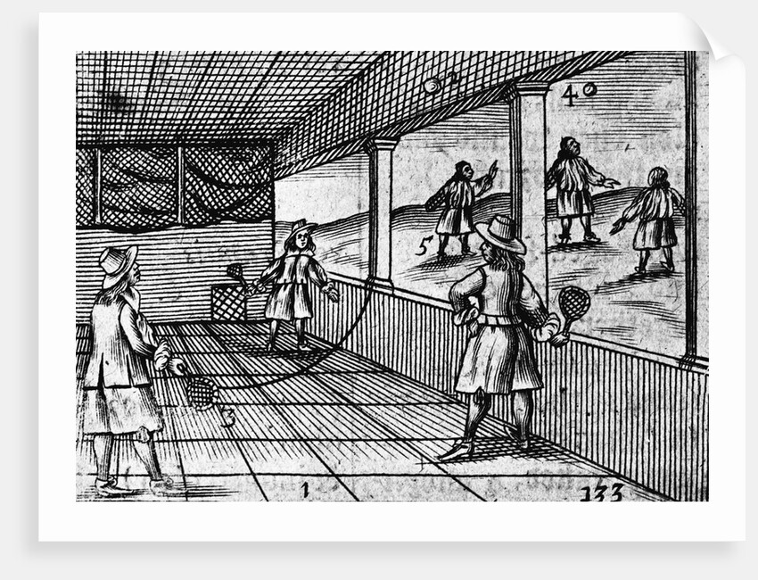 Illustration of Indoor Tennis from Orbis Sensualium Pictus by Anonymous