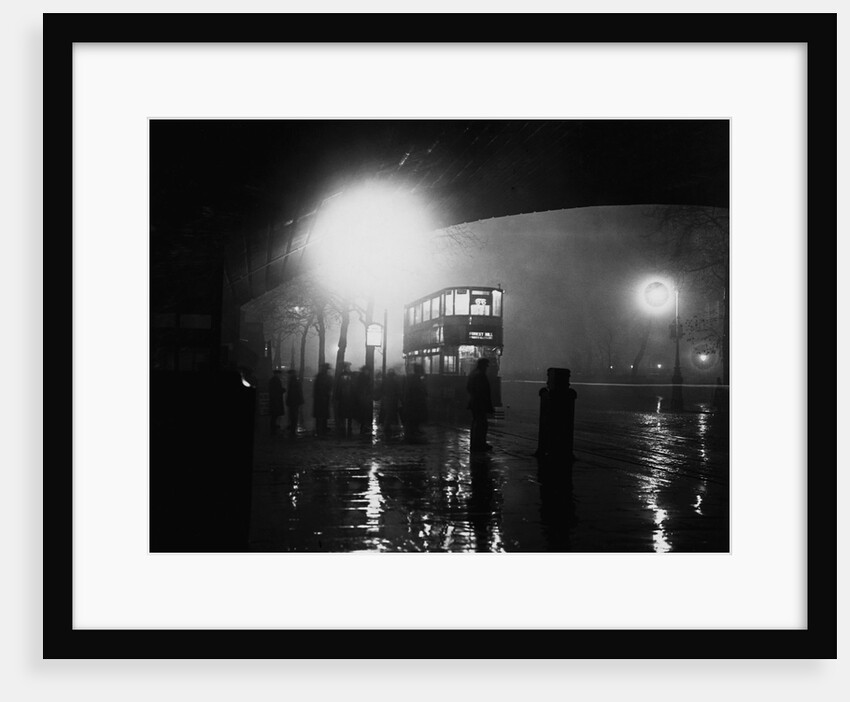 London Bus in Fog by Anonymous