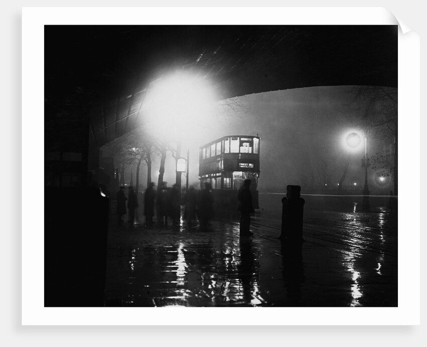 London Bus in Fog by Anonymous