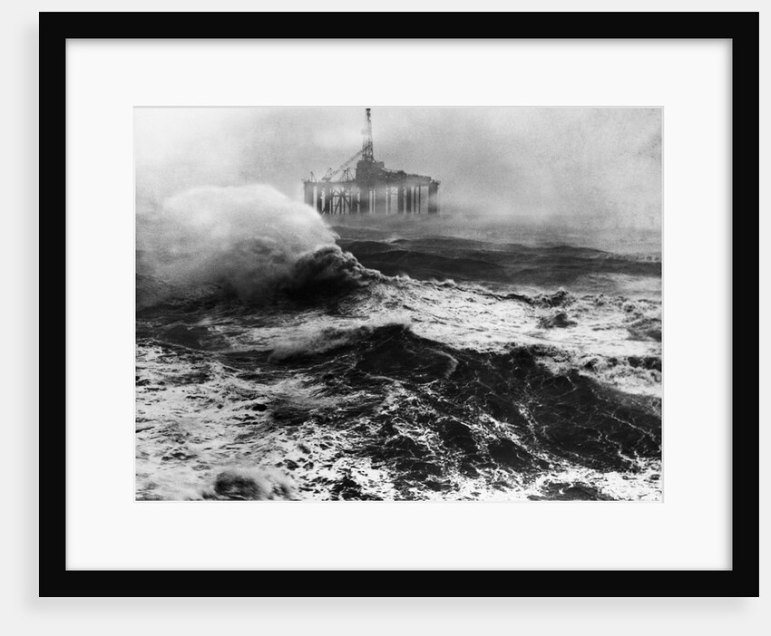 Oil Rig in Stormy Sea by Anonymous