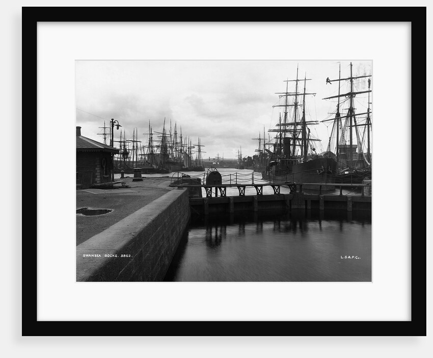 Sailing Ships in Swansea Docks by Anonymous