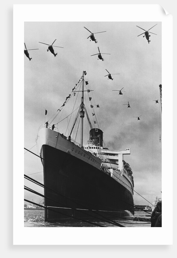 Helicopters Fly Over the Queen Mary by Anonymous