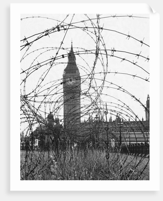 Big Ben Through Barbed Wire, ca. 1940 by Anonymous