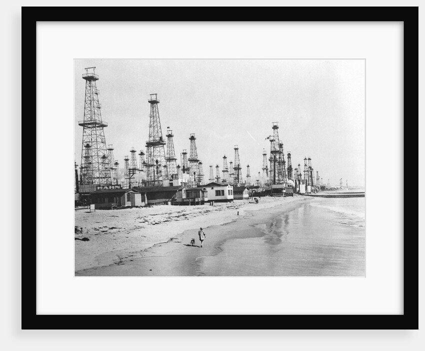 Oil Derricks on a Beach in California by Anonymous