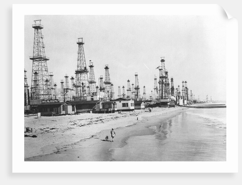 Oil Derricks on a Beach in California by Anonymous