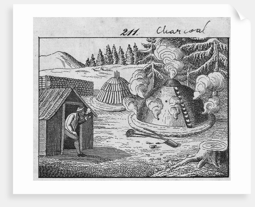 Engraving of a Charcoal Burner at Work by Anonymous