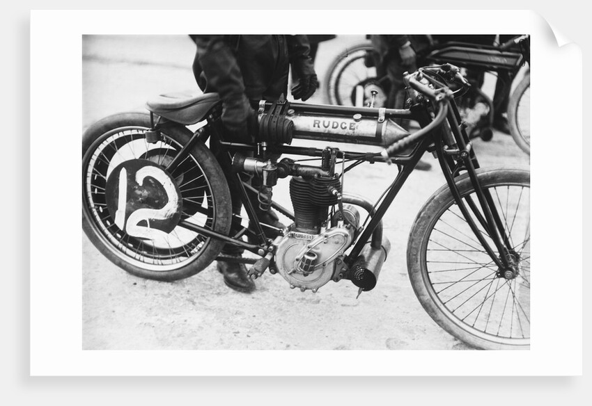 Motorcyclist Holding Rudge Motorcycle by Anonymous