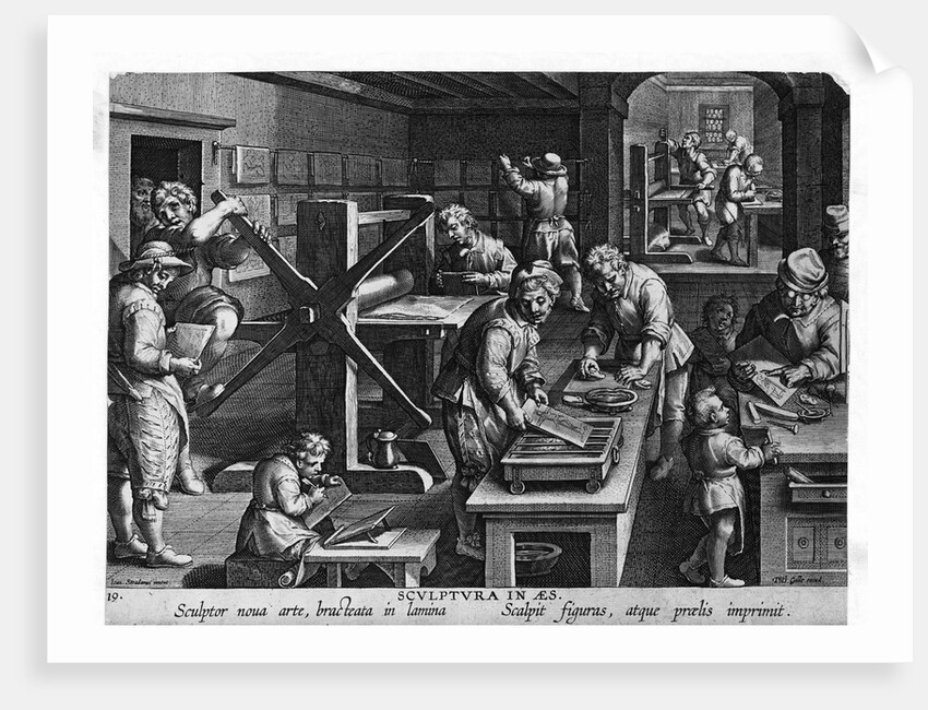 Illustration of a Printing Shop by Johannes Stradanus