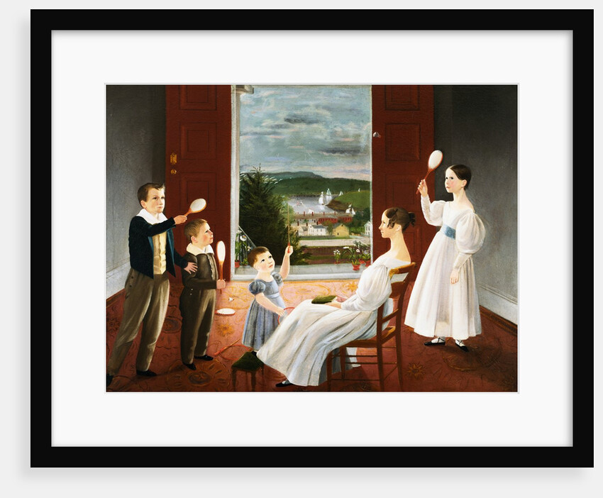 Colonial American Painting of a Family at Play by Anonymous