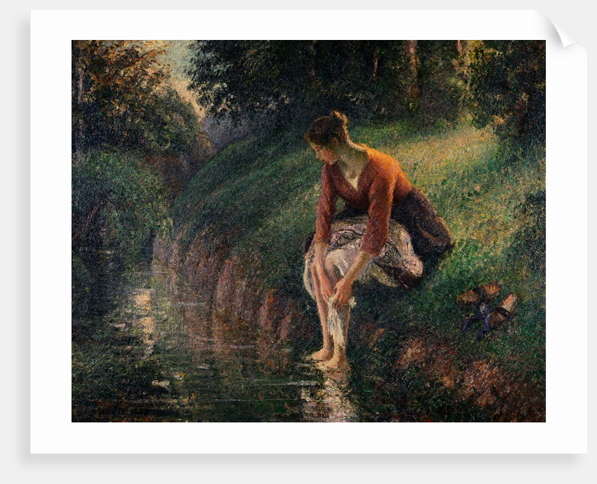 Young Woman Bathing Her Feet in a Brook by Camille Pissarro