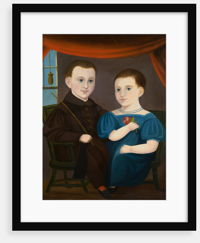 American Naive Portrait of a Boy and a Girl by Anonymous