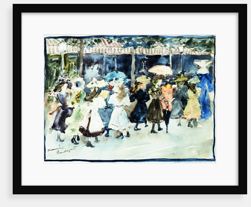 Watercolor of Girls Walking Along the Boardwalk by Maurice Brazil Prendergast