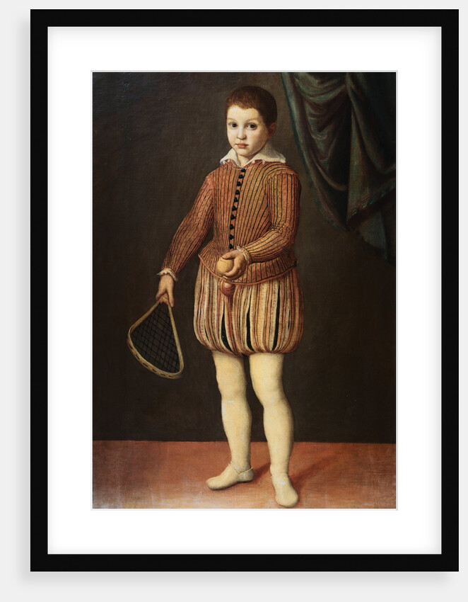Italian Baroque Portrait of Boy with Racquet and Ball by Anonymous