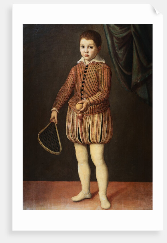 Italian Baroque Portrait of Boy with Racquet and Ball by Anonymous