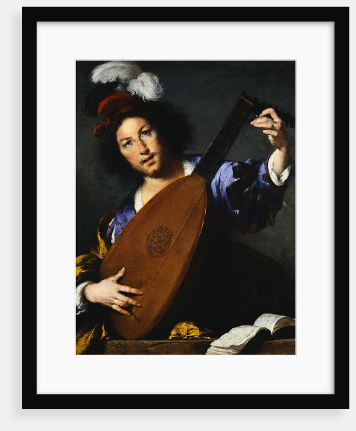 Italian Baroque Painting of Lute Player by Anonymous