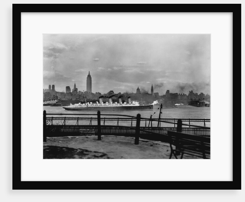 The S.S. Mauretania and New York City Skyline by Anonymous